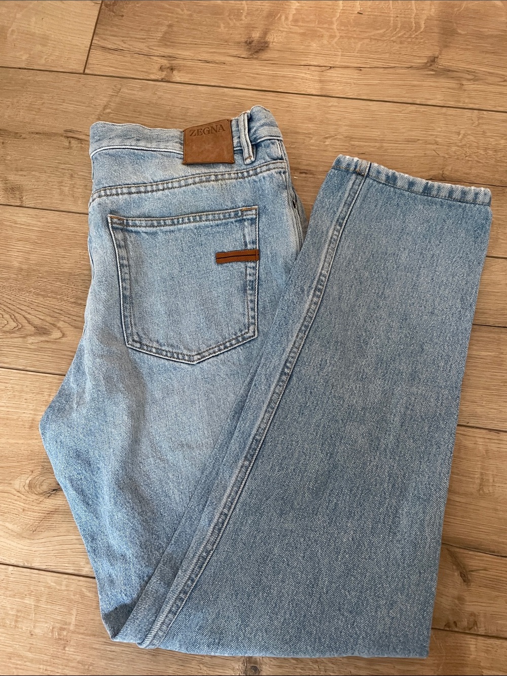 ZEGNA Roccia Straight Slim Fit Jeans Light Wash Denim Men's Size 34 x 30